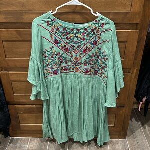 Umgee green embroidered dress